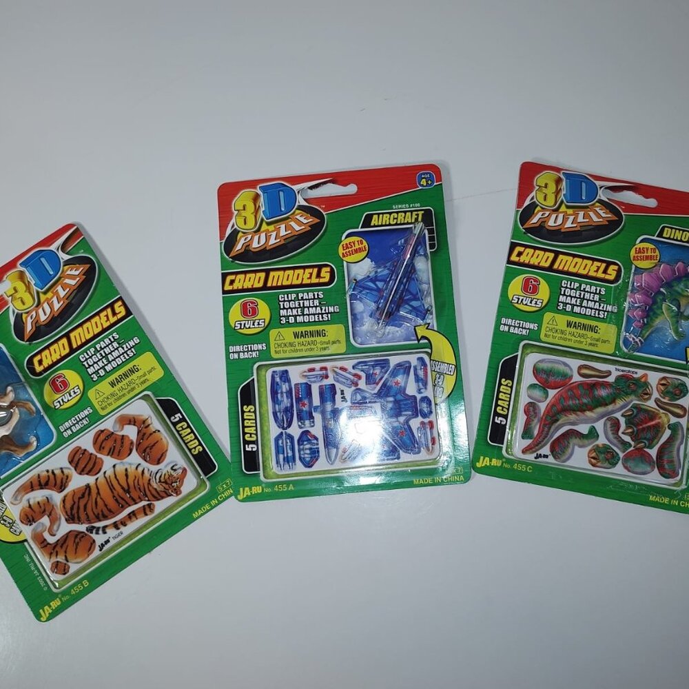 Ja-Ru 3D Puzzle Card Models #445B. 445A, 455C-(2 Sealed -1 open Missing 1 Card)
